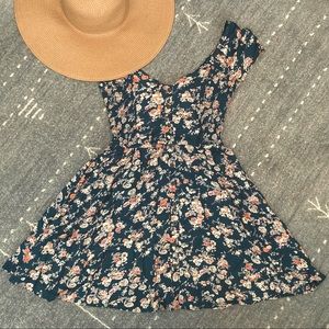 Urban Outfitters Smocked Teal Mini Dress